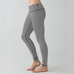 Lululemon Wunder Under Pant Narrow Bold Stripe Black Angel Wing / Grapefruit